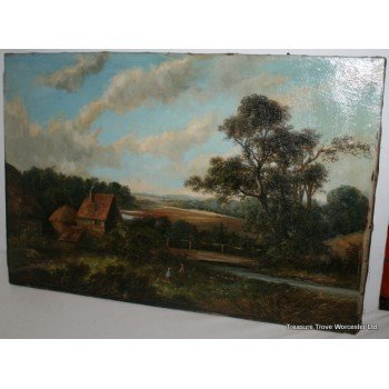 Antique 19th c. Landscape Oil on Canvas