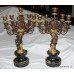 Pair of 19th c. Bronze & Marble Five Branch Putto Candelabras