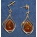 Fine Pair of Elegant 9ct Art Nouveau Style Amber Dropper Earrings