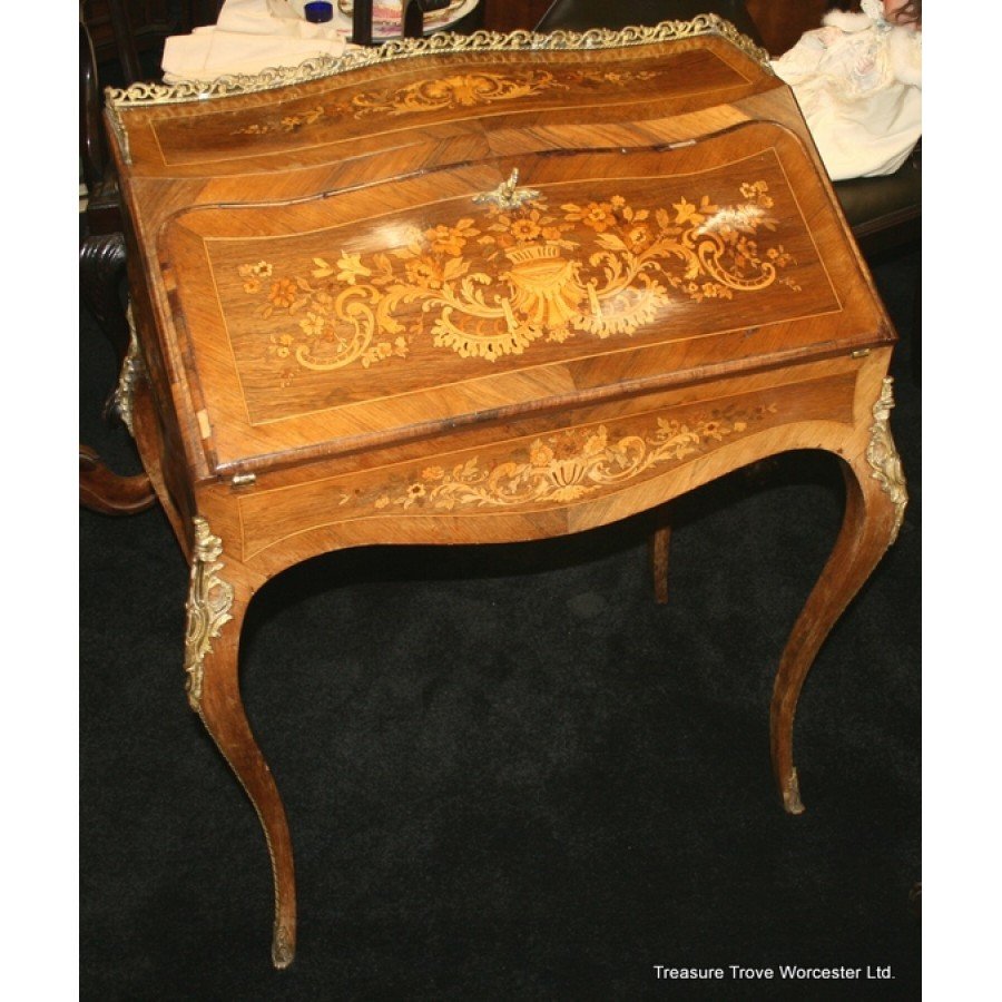 Victorian Bombe Marquetry Ladies Writing Desk