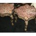 Pair Rouge Marble Topped Carved Wood Gilt Occasional Tables