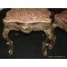 Pair Rouge Marble Topped Carved Wood Gilt Occasional Tables