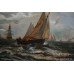 Painting E.Baker (19th c.) Seascape Oil on Canvas