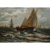 Painting E.Baker (19th c.) Seascape Oil on Canvas