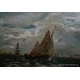 Painting E.Baker (19th c.) Seascape Oil on Canvas