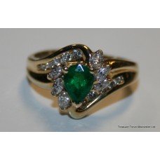 Emerald & Diamond Fancy Cluster Yellow Gold Ring