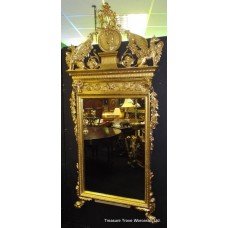 Gilt Gold Leaf Greco Roman Footed Overmantle Mirror