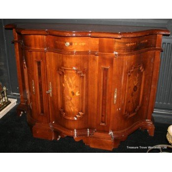 Italian Walnut Inlaid Small Serpentine Fronted Sideboard