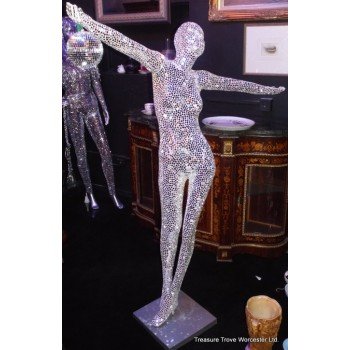 Life-size Standing Mirrored Mosaic Mannequin Figure on Stand