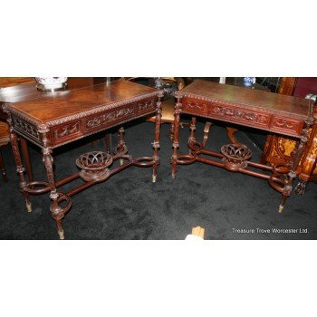 Pair of Georgian Style Walnut Carved Occasional Tables