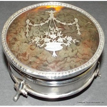 Elegant Sterling Silver Tortoiseshell Lidded Box London 1916