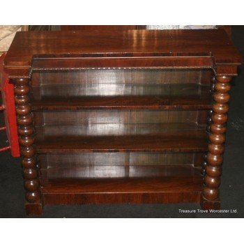 Small 19th Century Rosewood Inverted Breakfront Open Bookcase