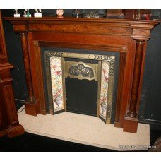 Victorian Style Mahogany & Walnut Tile Fire Surround