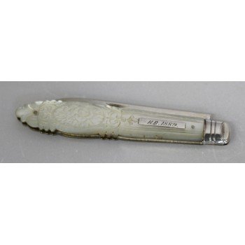 Victorian Mother of Pearl Silver Fruit Knife Thomas Marples 1885