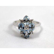 Fine Aquamarine & Diamond Cluster Ring