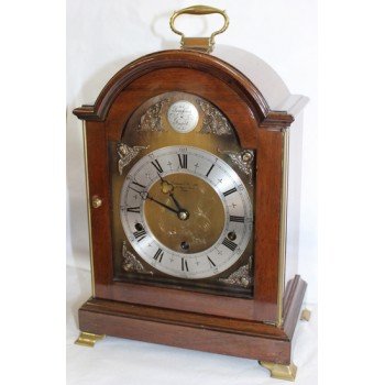 Arched Garrards London Mahogany Bracket Clock by Elliott of Croydon