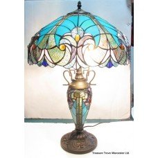 Art Deco Style Double Light Blue 22in Tiffany Lamp