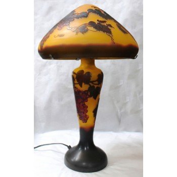 Art Nouveau Style Gallé Cameo Effect Floral Glass Lamp