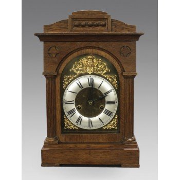 Early 20th c. German Oak Cased Mantle Clock by Badische Uhrenfabrik 