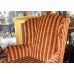 Mahogany Ball & Claw Striped Upholstered Gents Armchair