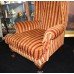 Mahogany Ball & Claw Striped Upholstered Gents Armchair