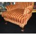 Mahogany Ball & Claw Striped Upholstered Gents Armchair