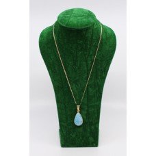 Blue Opal Pendant on 14ct Yellow Gold Chain