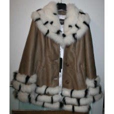 Designer Branco Pelle Ladies Leather Fur Jacket