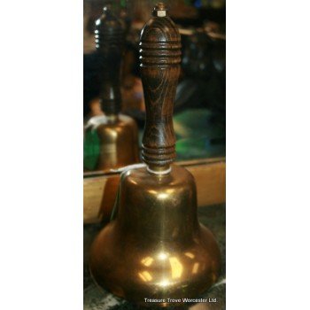 Heavy Brass Wooden Handled Hand Bell