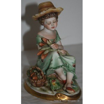 Capodimonte Girl Picking Sweetcorn Figurine