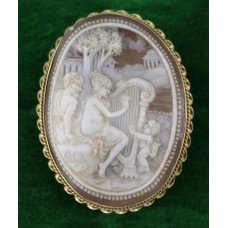 Carved Cameo Relief Gold Set Brooch