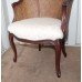 Carved Wood Bergere Chair with Upholstered Seat