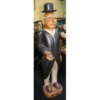 Carved Wood Painted Butler Figure Sculpture