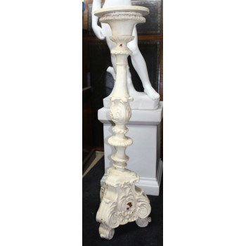 Carved Wood Shabby Chic Painted Pedestal Stand