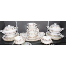 Coalport White, Gold & Burgundy Dinner Service 35 Pieces