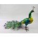 Decorative Painted Jewelled Metal Peacock