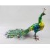 Decorative Painted Jewelled Metal Peacock