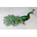 Decorative Painted Jewelled Metal Peacock