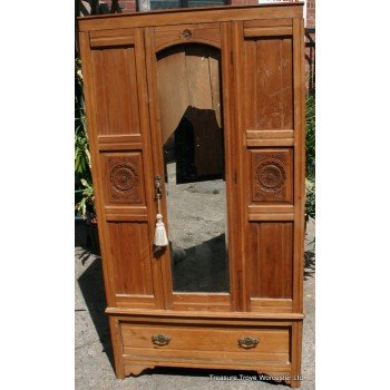 Edwardian Satinwood Double Wardrobe