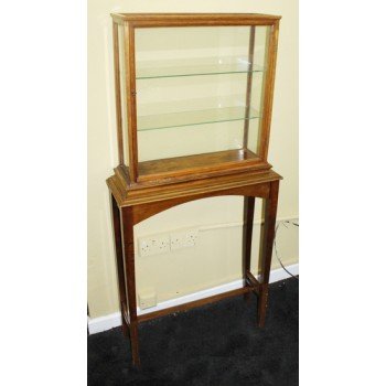 Edwardian Thin Glazed Walnut Bijouterie Display Cabinet