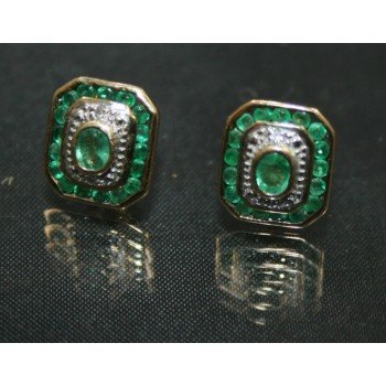 Emerald & Diamond Gold Earrings