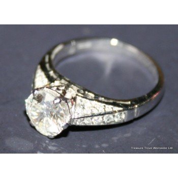 Fine Single Diamond Platinum Set Ring