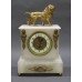 French 19th c. Alabaster Lion Mantle Clock