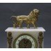 French 19th c. Alabaster Lion Mantle Clock