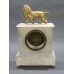 French 19th c. Alabaster Lion Mantle Clock