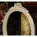 French Painted Carved Wood Kidney Shaped Dressing Table with Mirror & Stool