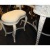 French Painted Carved Wood Kidney Shaped Dressing Table with Mirror & Stool