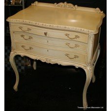 French Antique Cream Painted Lowboy Chest of Drawers