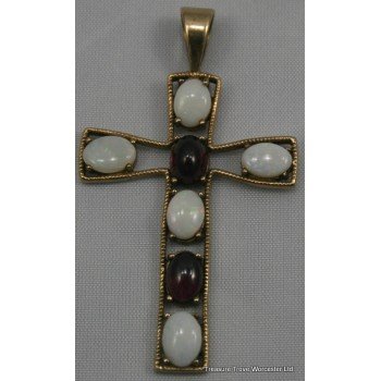 Garnet & Opal Gold Cross