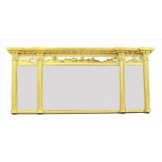 George III Style Gilt Overmantle Mirror with Three Plates & Verre Eglomise Panels